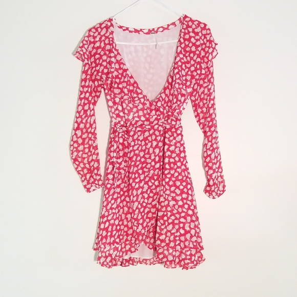 Free People Frenchie Ruffle Wrap Dress Red - Picture 3 of 7